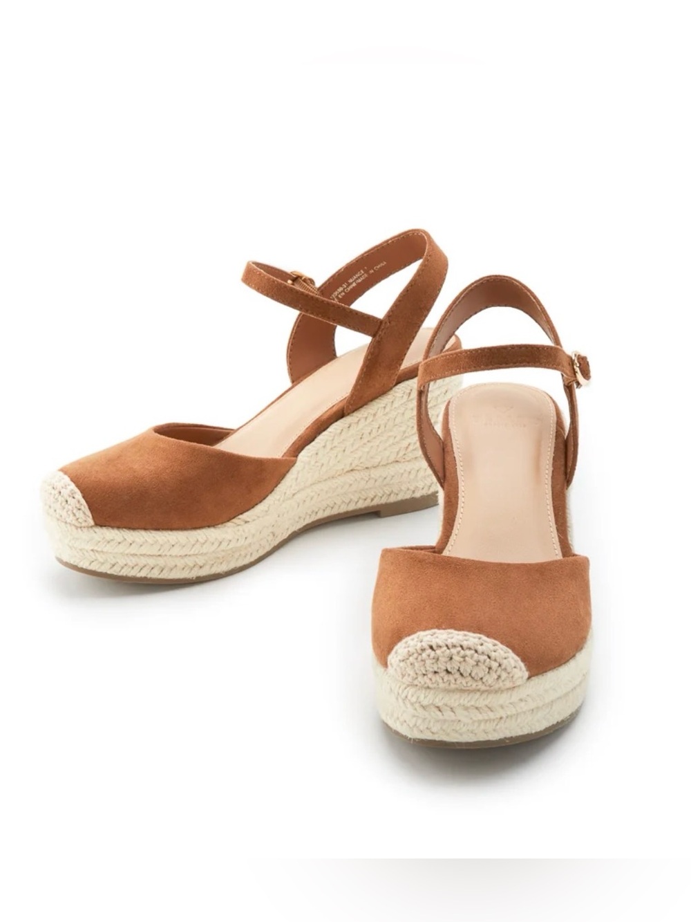 (NWT) Women’s Suede Espadrille Wedge Sandals - Cognac